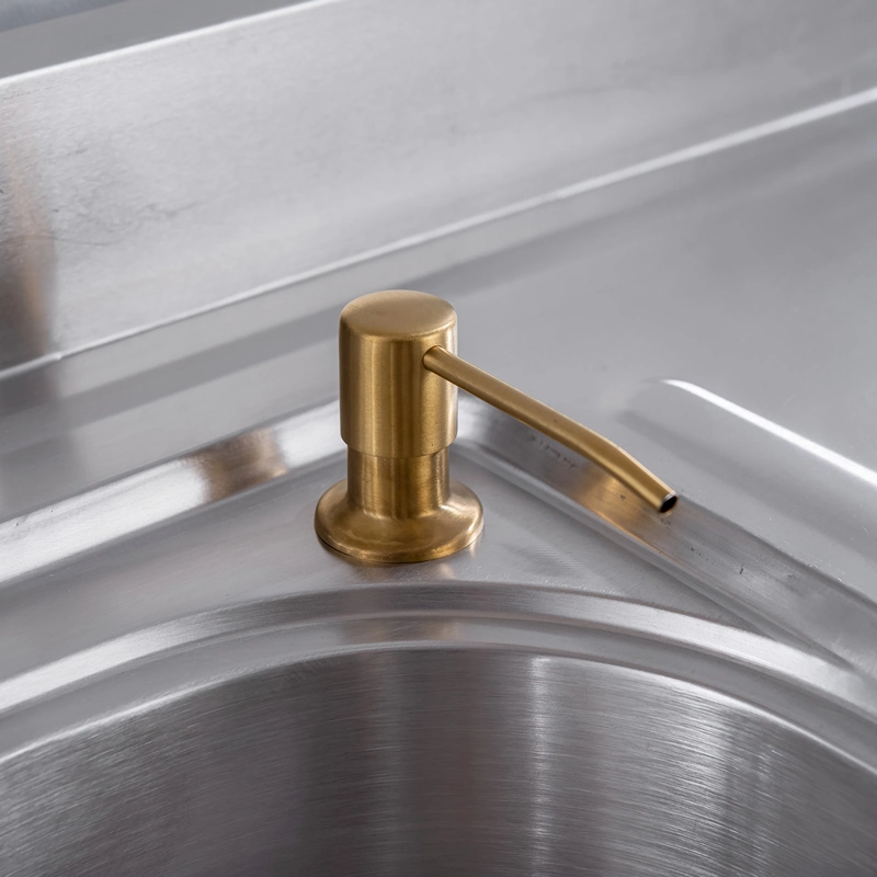 Stainless Gold Press Head Soap Dispenser for Kitchen Bathroom Sink