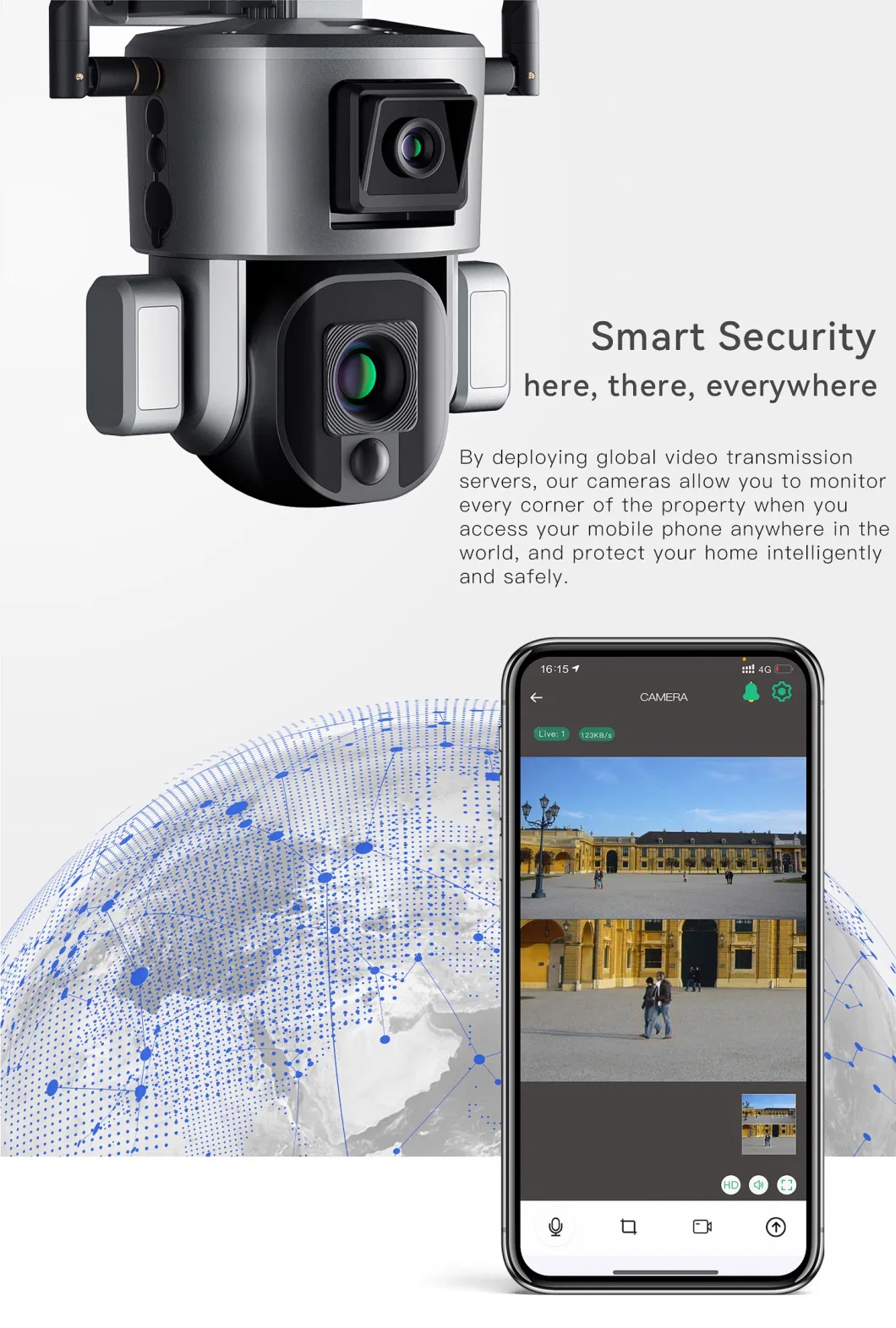 4G Network Camera 10X 4X Optical Lens PTZ Camera Wireless WiFi Dual Lens Linkage Solar Human Tracking Security Camera System