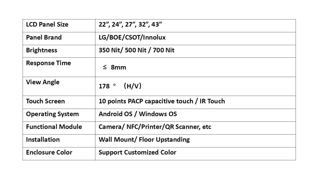 32-Inch Android or Windows Free Stand Self-Service Order Payment Check-out LCD Kiosk Terminal Built-in Camera NFC Module Qr Scanner